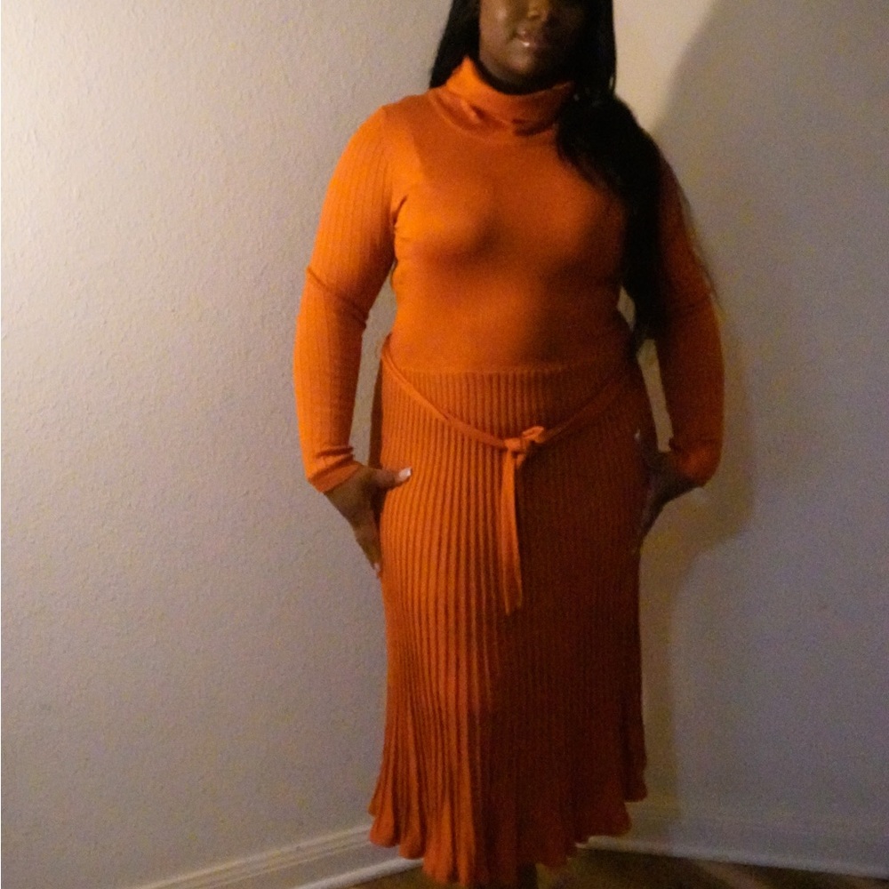Simplee Apparel Orange Midi Skirt